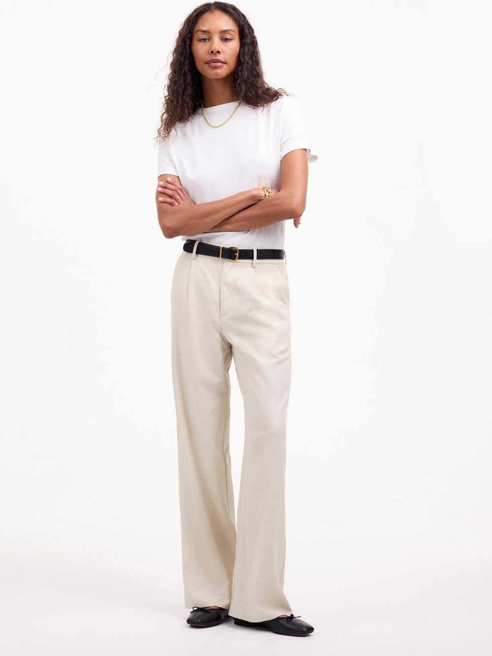 Madewell Slouchy Straight Pants in Drapey Twill – Muted Stone – Size 4